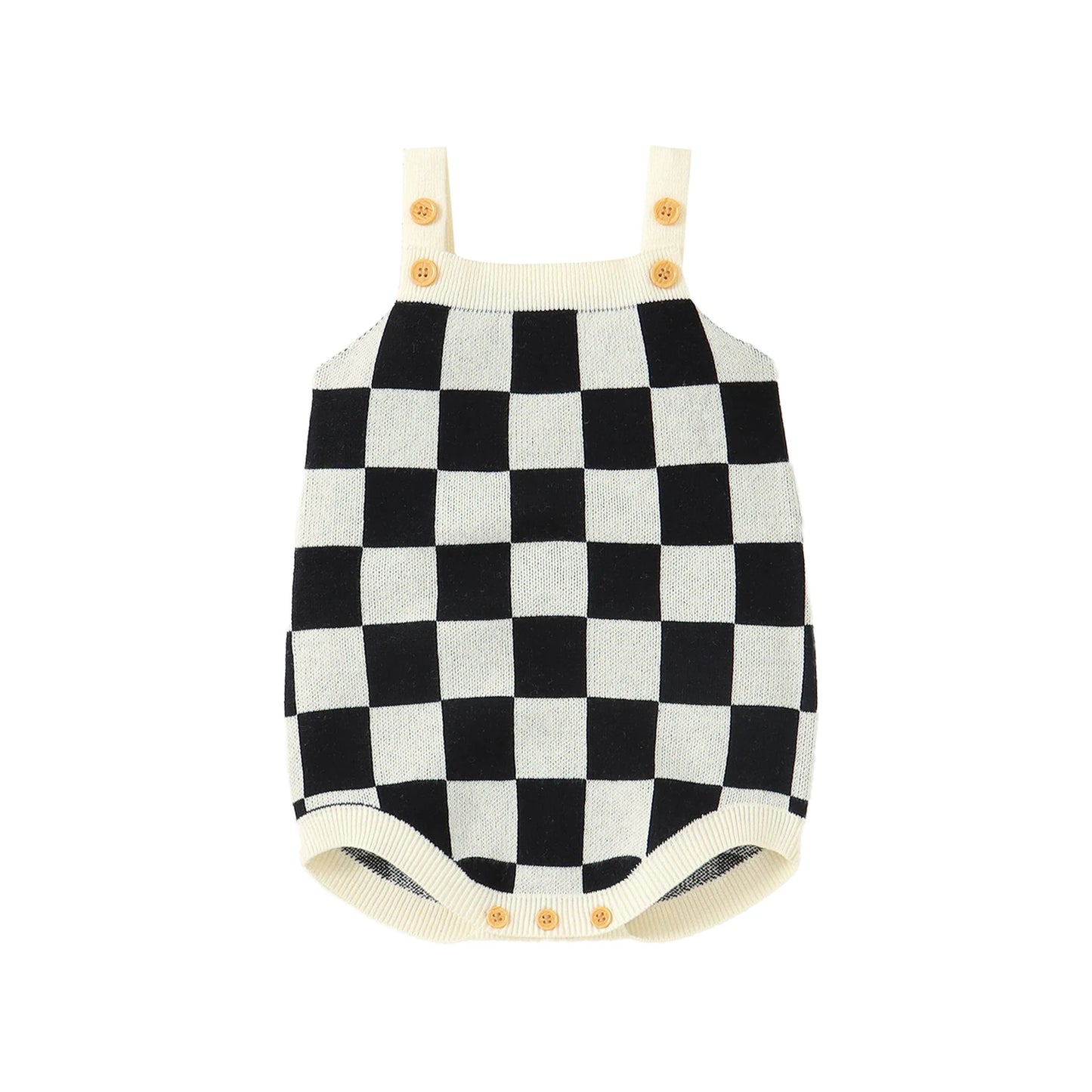 Checkered Knitted Sunsuit Top