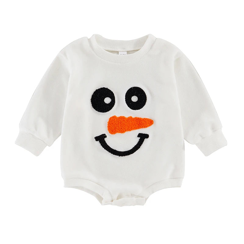 Snowman Embroidered Long Sleeve Bodysuits