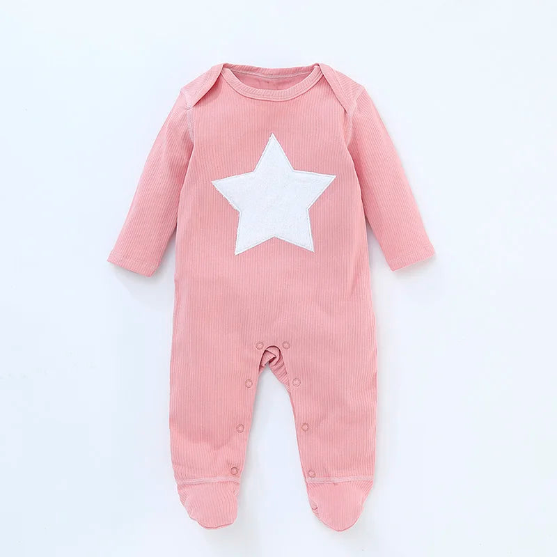 Long Sleeve Cotton Star Jumpsuit Footies Overall