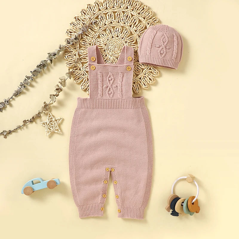 2 Pieces Knitted Sleeveless Overalls