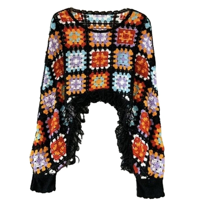 Puff Long Sleeve Tassels Pullover