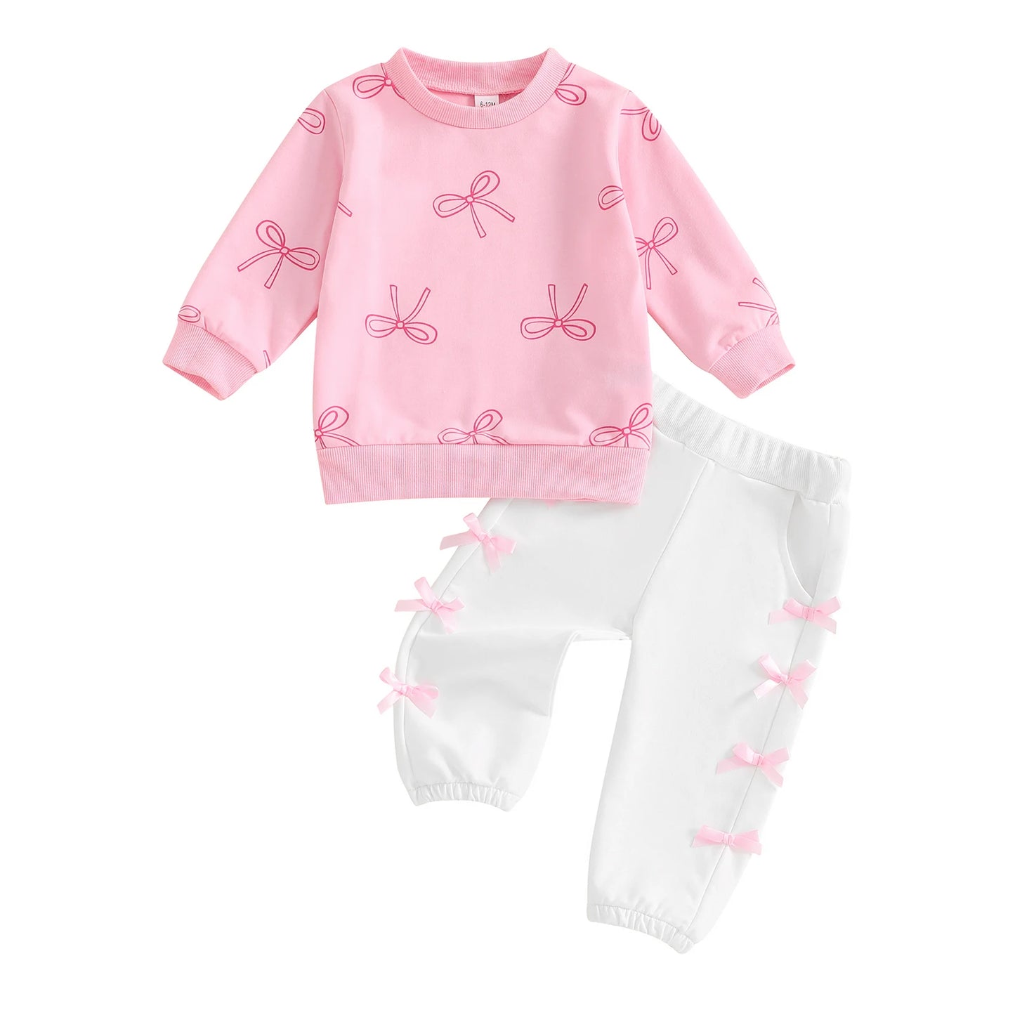 2 Piece Set Bow Long Sleeve Sweatshirt and Pants