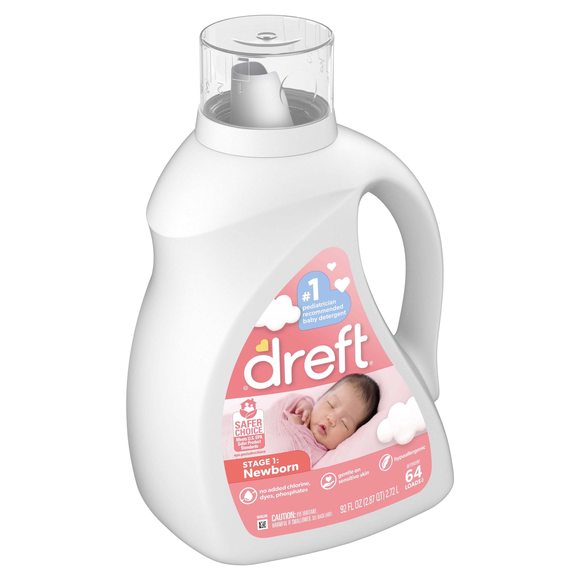 (2 Pack)  Newborn Baby Liquid Laundry Detergent, Sensitive Skin, Hypoallergenic, 64 Loads, 92 Fl Oz