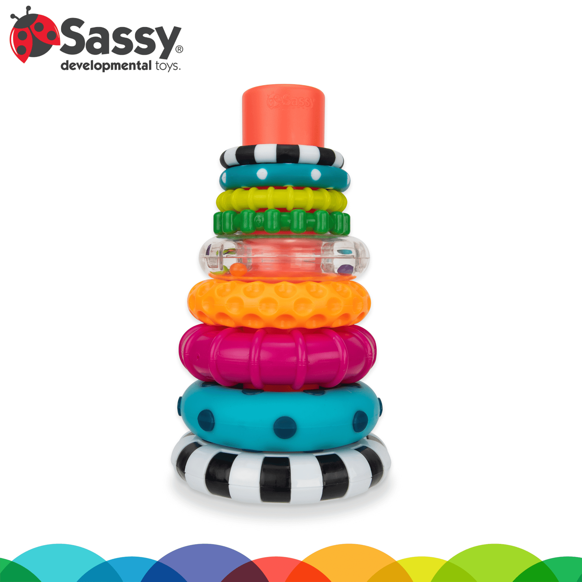 Stacks of Circles Stacking Ring STEM Learning Toy, 9 Piece Set, Ages 6 Months and Up