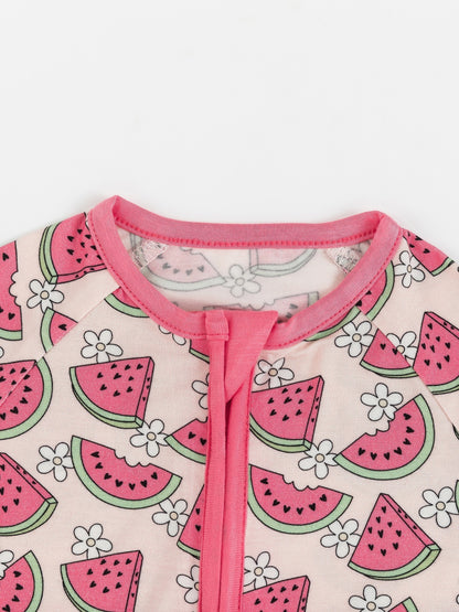 Combinaison pastèque à manches courtes et fermeture éclair