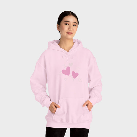 Cozy Heart-Themed Hooded Sweatshirt
