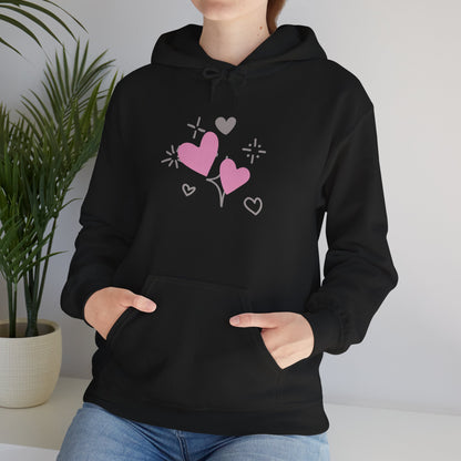 Cozy Heart-Themed Hooded Sweatshirt