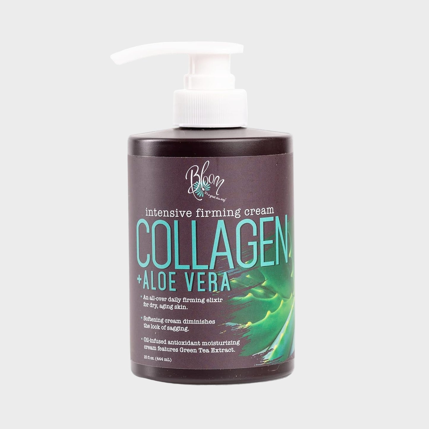 BLOOM Collagen Cream + Aloe Vera & Vitamin E Body Lotion & Face Moisturizer | Fragrance Free Skin Firming Collagen Body Lotion for Women & Men | anti Aging Crepey Skin Tightening Cream, 15 Ounce