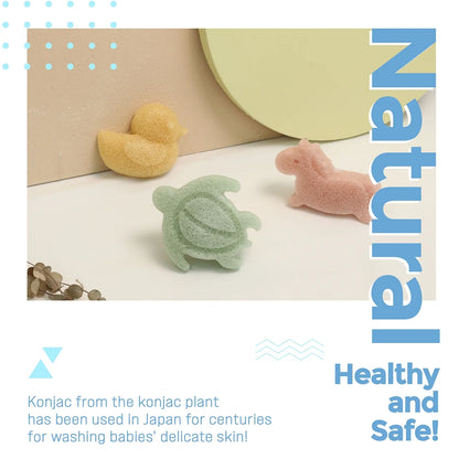 Konjac Baby Sponge, Baby Loofah for Bathing, Bath Sponge for Kids, Baby Bath Sponge, Baby Sponge, Baby Loofah, Baby Sponge for Bathing, Kids Loofah, 3Pc, Unicorn, Duck, Sea Turtle
