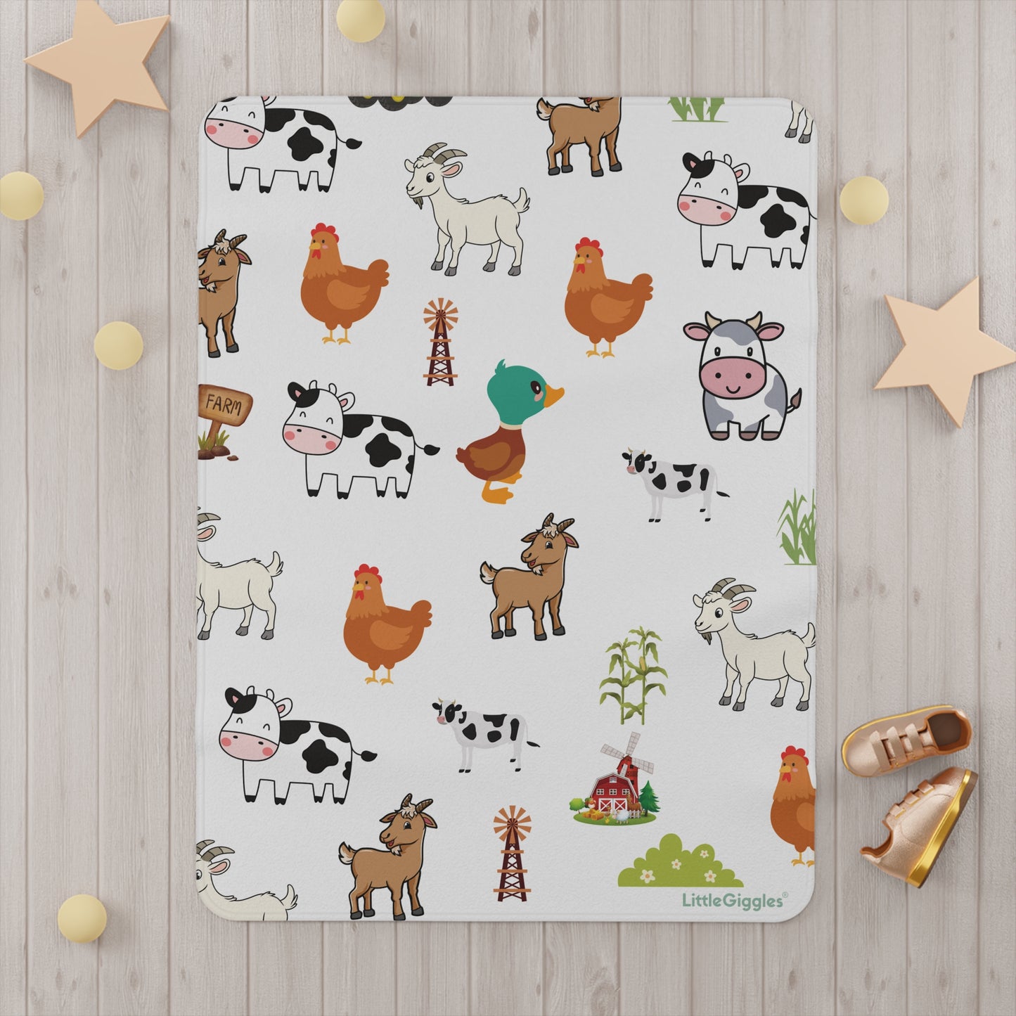 Farm Animals Toddler Blanket