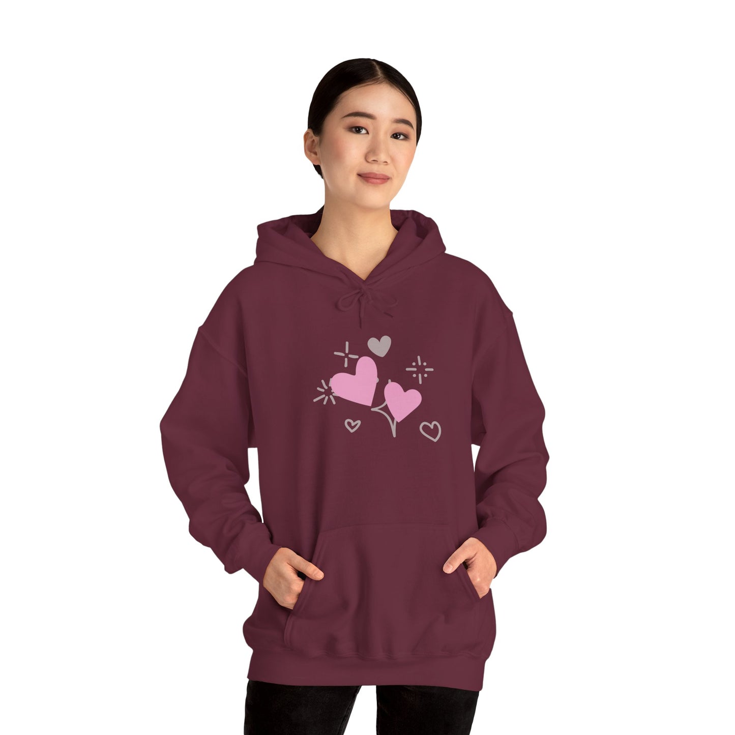 Cozy Heart-Themed Hooded Sweatshirt