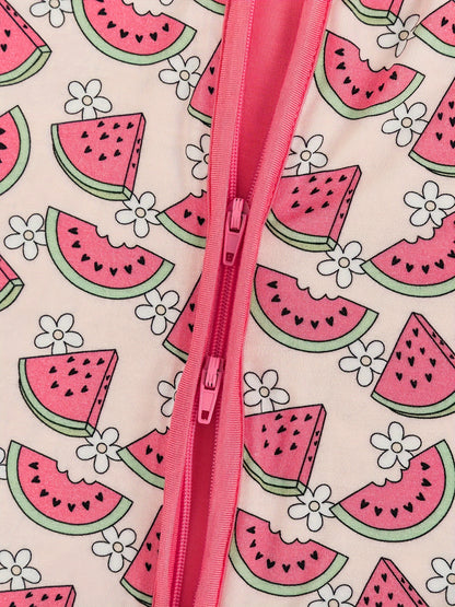 Combinaison pastèque à manches courtes et fermeture éclair