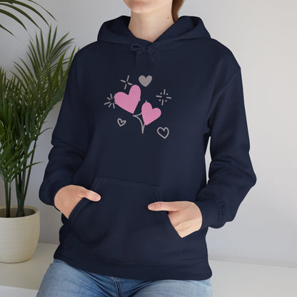 Cozy Heart-Themed Hooded Sweatshirt