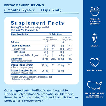 Constipation Ease + Prebiotics, Relieves Occasional Constipation, Gentle & Safe, No Harsh Laxatives, 4 Fl Oz Bottle (Pack of 1)