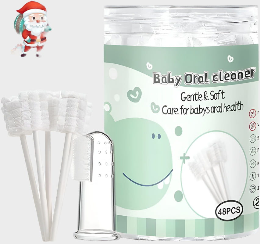 48PCS Toothbrush – Disposable Newborn Tongue Cleaner & Gum Cleaning Gauze, Oral Hygiene Care for 0-36 Months Baby (1 Pack)