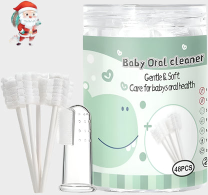 48PCS Toothbrush – Disposable Newborn Tongue Cleaner & Gum Cleaning Gauze, Oral Hygiene Care for 0-36 Months Baby (1 Pack)