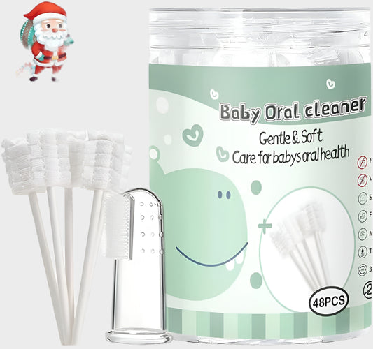 48PCS Toothbrush – Disposable Newborn Tongue Cleaner & Gum Cleaning Gauze, Oral Hygiene Care for 0-36 Months Baby (1 Pack)
