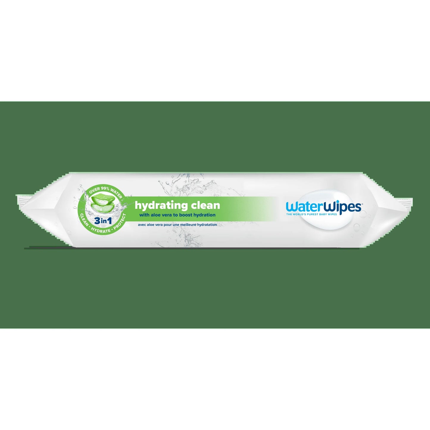 (4 Pack)  Hydrating Clean 99% Water Based Aloe Vera Baby Wipes, 2 Resealable Packs (120 Wipes)