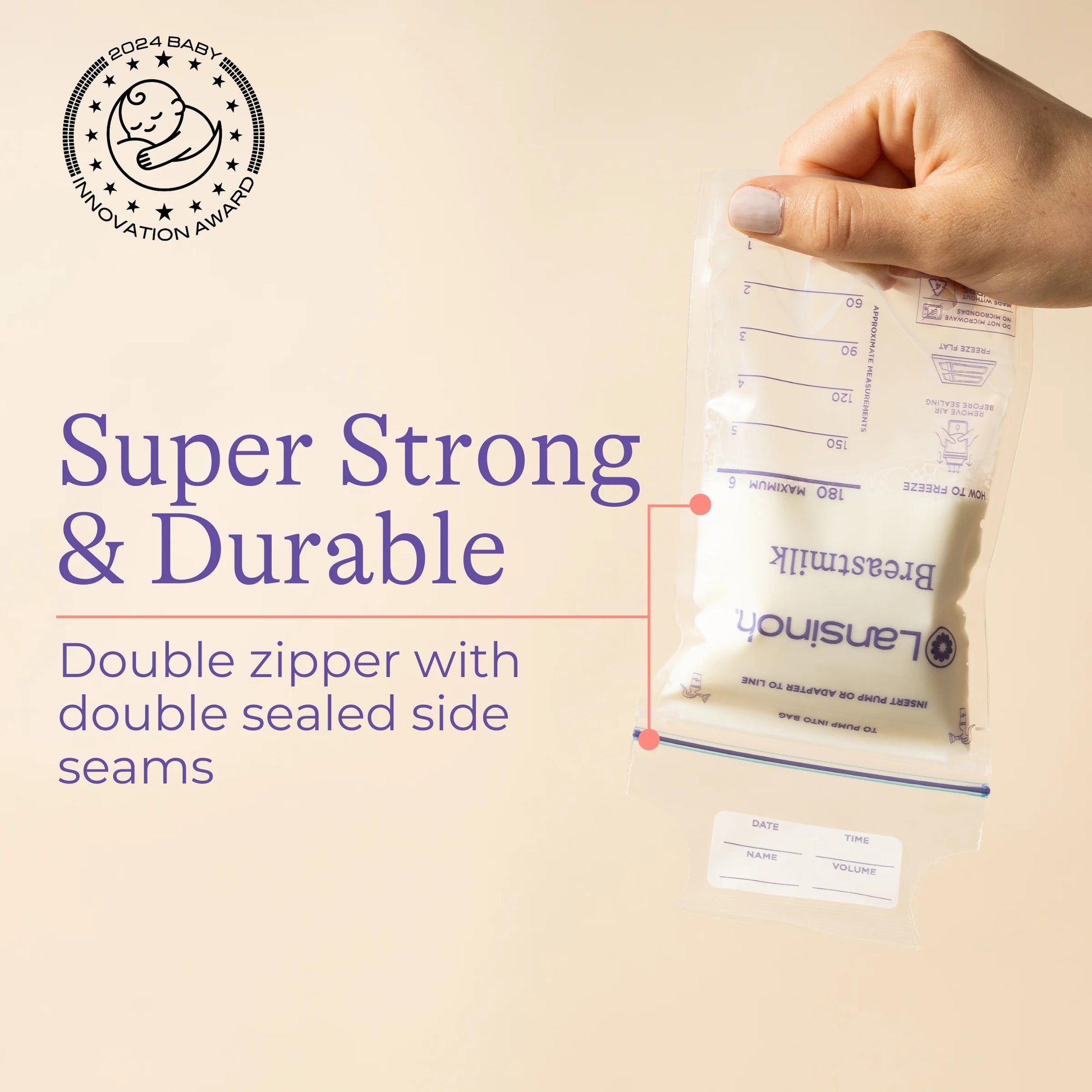 Breastmilk Storage Bags, 100 Count, Fast Freeze & Thaw, 6 Oz