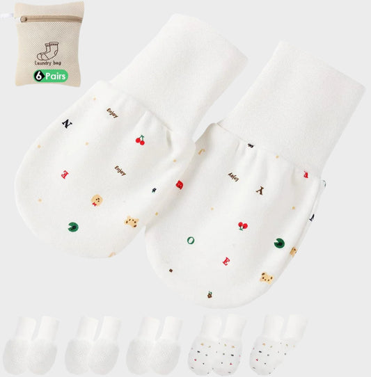 Newborn Baby Mittens anti Scratch Baby Mittens No Scratch Mittens Baby Gloves for 0-6 Months Boys Girls (6 Pairs-S)