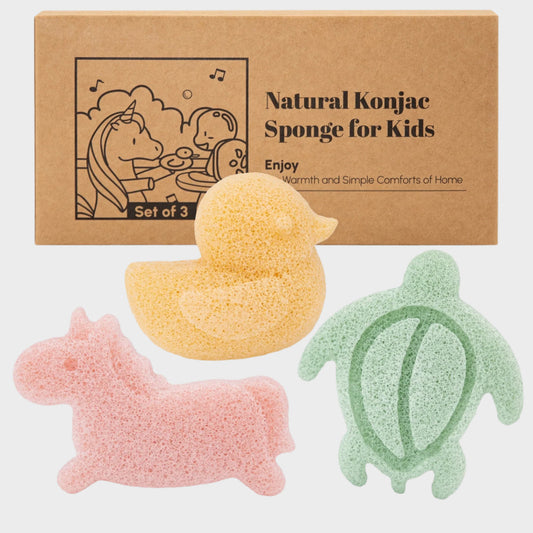 Konjac Baby Sponge, Baby Loofah for Bathing, Bath Sponge for Kids, Baby Bath Sponge, Baby Sponge, Baby Loofah, Baby Sponge for Bathing, Kids Loofah, 3Pc, Unicorn, Duck, Sea Turtle
