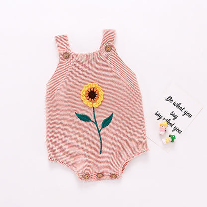 Baby Girl Sunflower Strappy Knitted Bodysuit