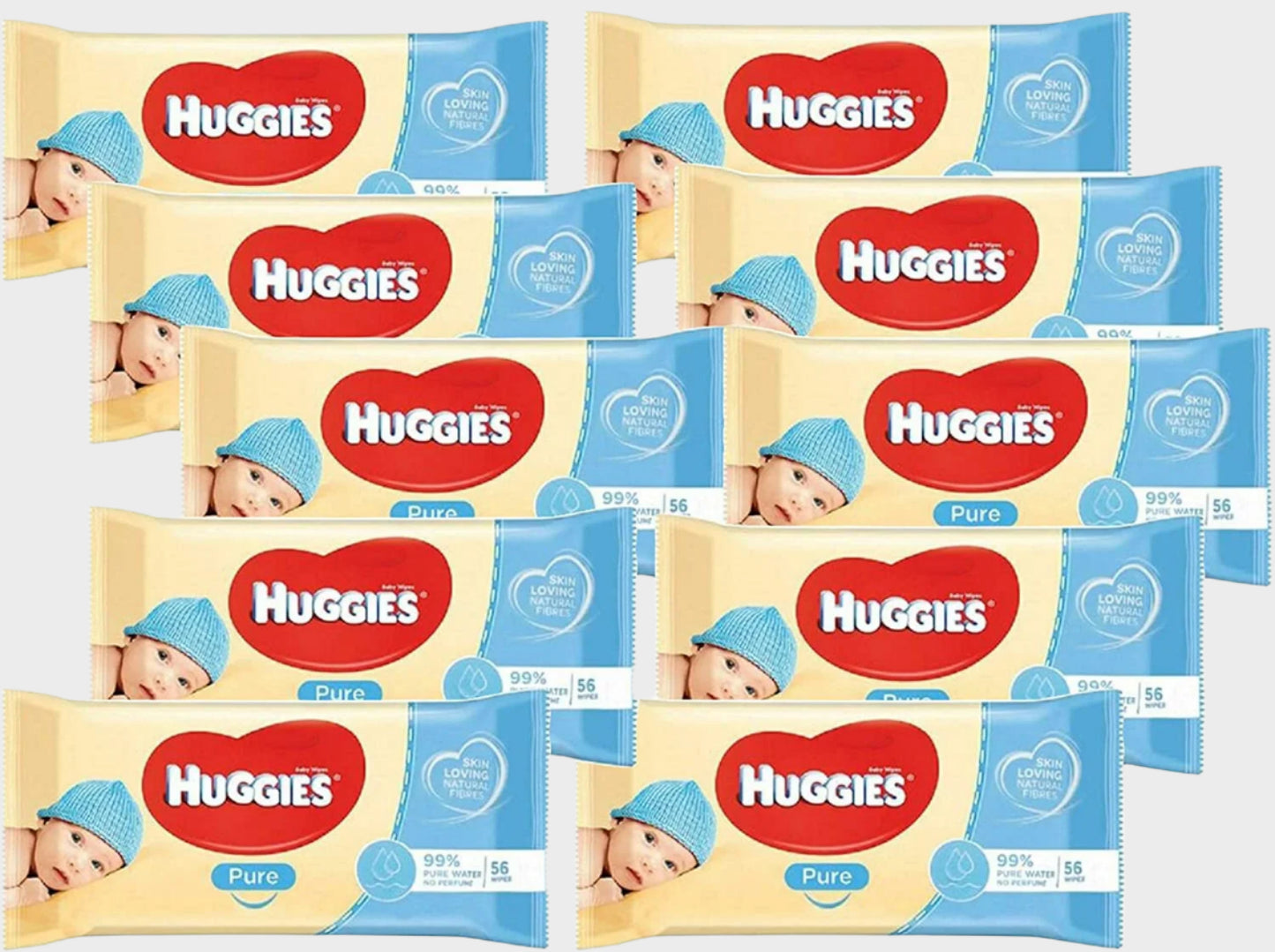 Pure Baby Wipes 56 Count (Pack of 10) 560 Wipes Total