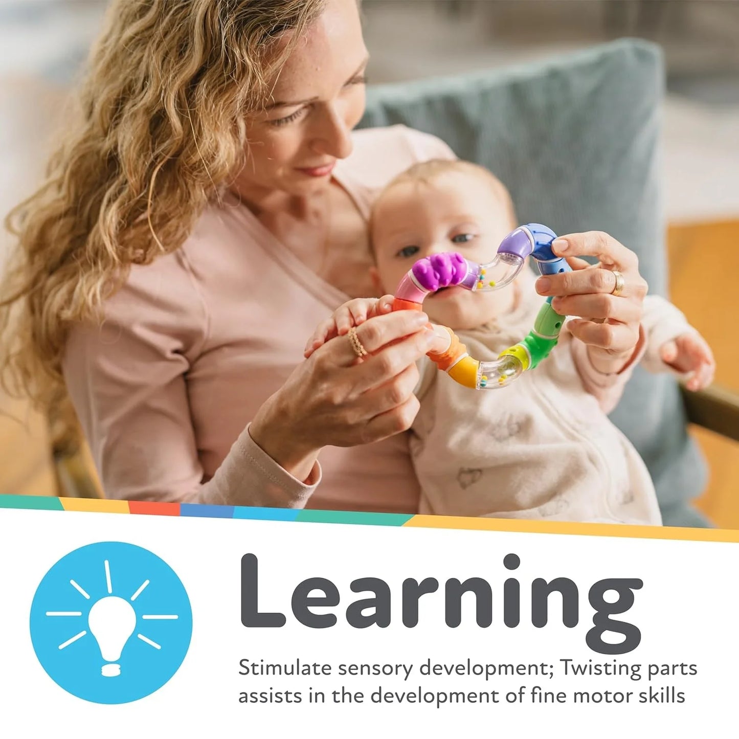 Twista Teether Toy for Babies and Infants, Multicolor Design