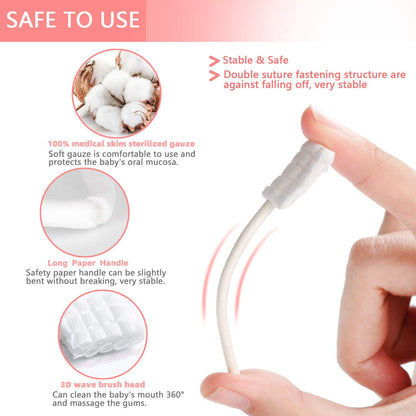 62PCS Baby Tongue Cleaner, Baby Oral Cleaner Newborn Baby Toothbrush,Disposable Infant Toothbrush Clean Mouth,Gauze Gum Clean Stick Dental Care for 0-36 Month +1 Finger Toothbrush with Case