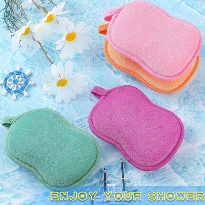 4 Pieces Baby Bath Sponge Cotton Baby Sponge Toddler Soft and Absorbent Loofah for Kids Babies Men Women(Red, Purple, Green, Orange)
