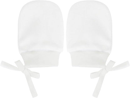 Baby Mittens 0-6 Months Cotton Newborn Mittens No Scratch Mittens for Baby Girls Boys Infant Mittens a 4 Pairs White 0-12 Months