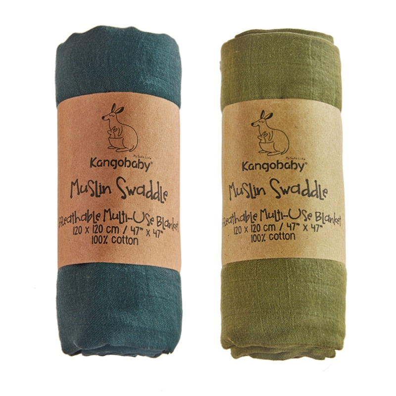 2 Pieces Set Baby Muslin Swaddle Blanket