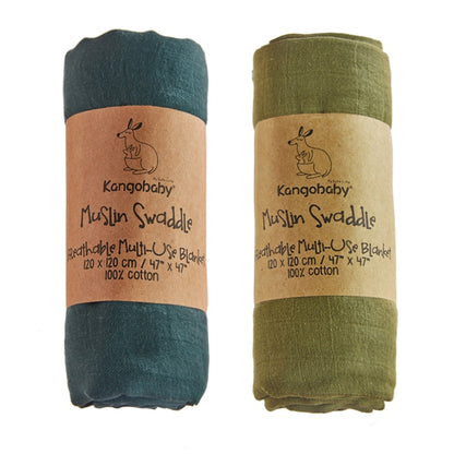 2 Pieces Set Baby Muslin Swaddle Blanket