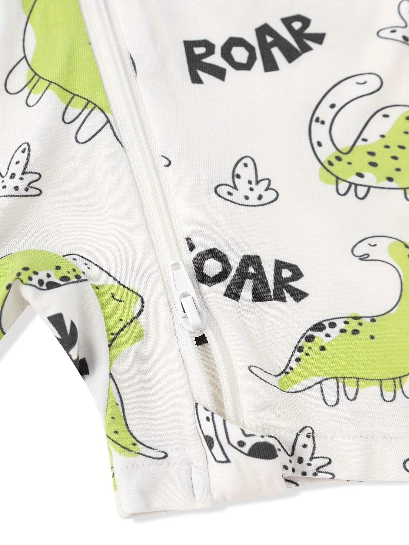 Zip-Up Short-Sleeved Dinosaur Romper