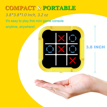 Electronic Tic Tac Toe Game, 3-In-1 Handheld Digital Puzzle Game Console, Portable Learning Travel Toys, Ideal Gift for Kids of All Ages, Yellow