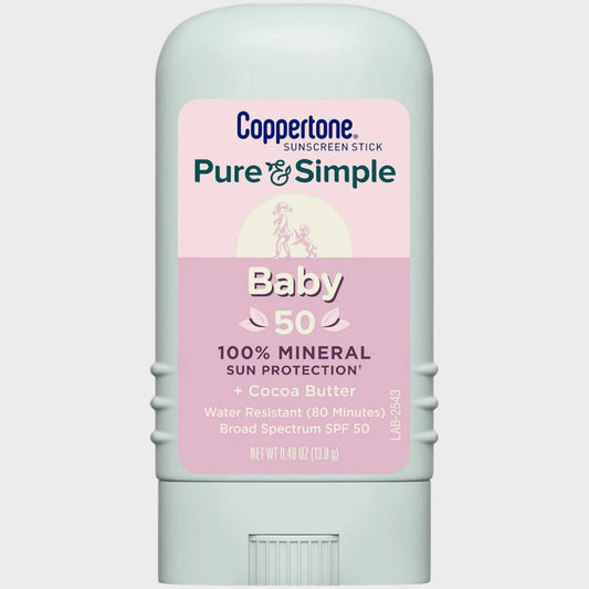 Pure and Simple Baby Sunscreen Stick SPF 50, Zinc Oxide Mineral Sunscreen for Baby, Body and Face, 0.49 Oz Stick
