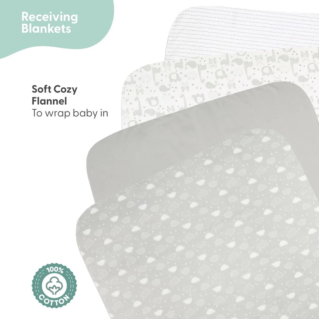 Newborn Baby Layette Gift Set for Boys and Girls, Shower Gift Essentials, Grey Sleepy Elephants