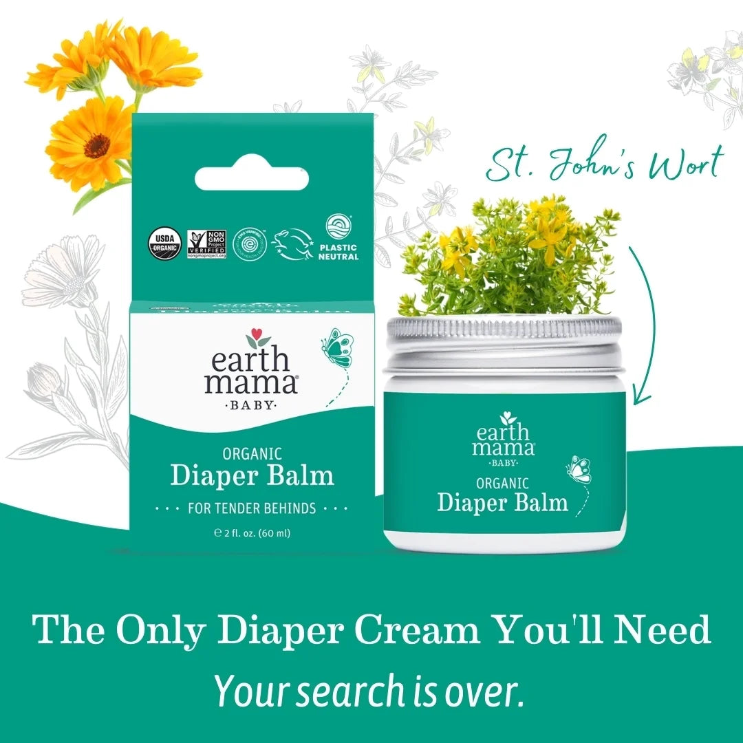 (2 Pack)  Organic Diaper Balm, Diaper Cream for Newborns, Infants, & Toddlers, 2 Fl Oz.