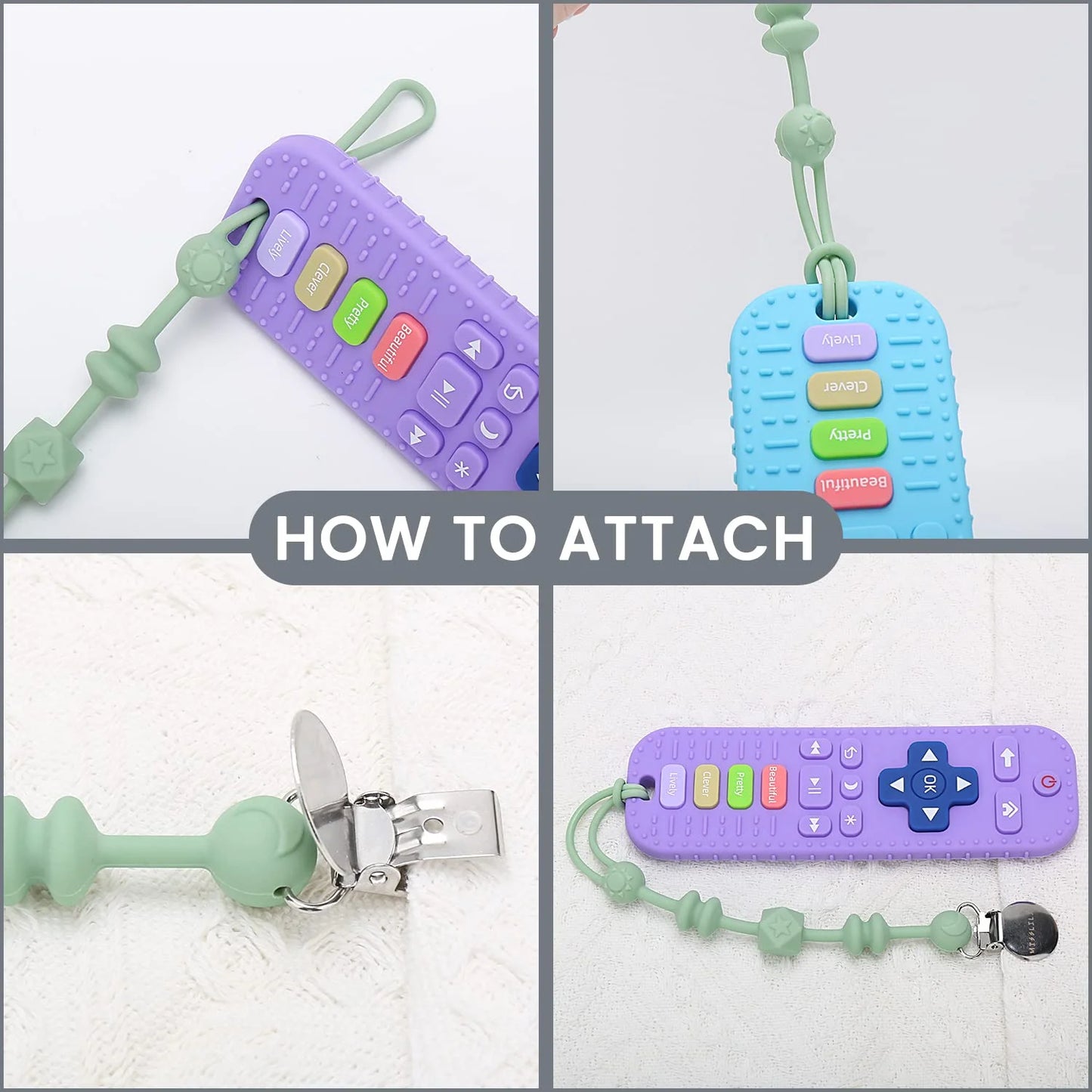 Baby Teething Toys for 6-12 Months, 2 Pack TV Remote Control Silicone Teething Toys for Baby Chew Toys