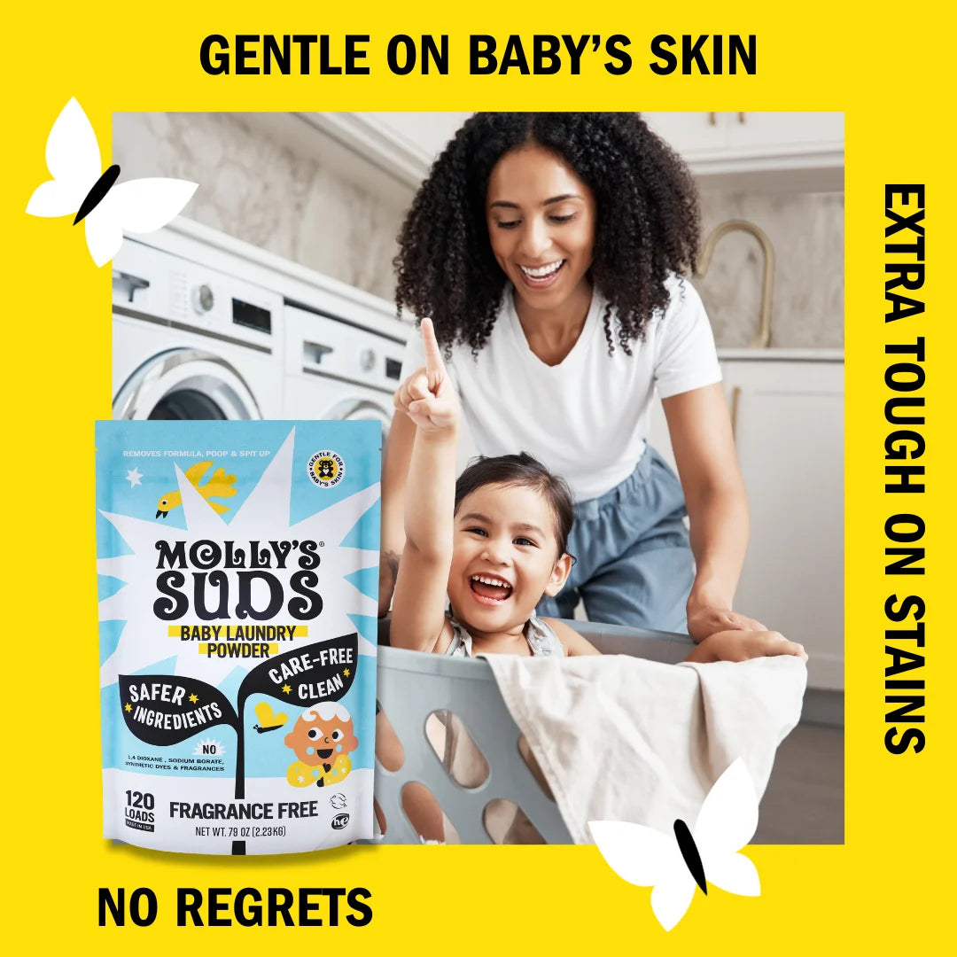 Baby Laundry Detergent Powder | Removes Formula, Poop & Spit-Up Stains (Fragrance Free)