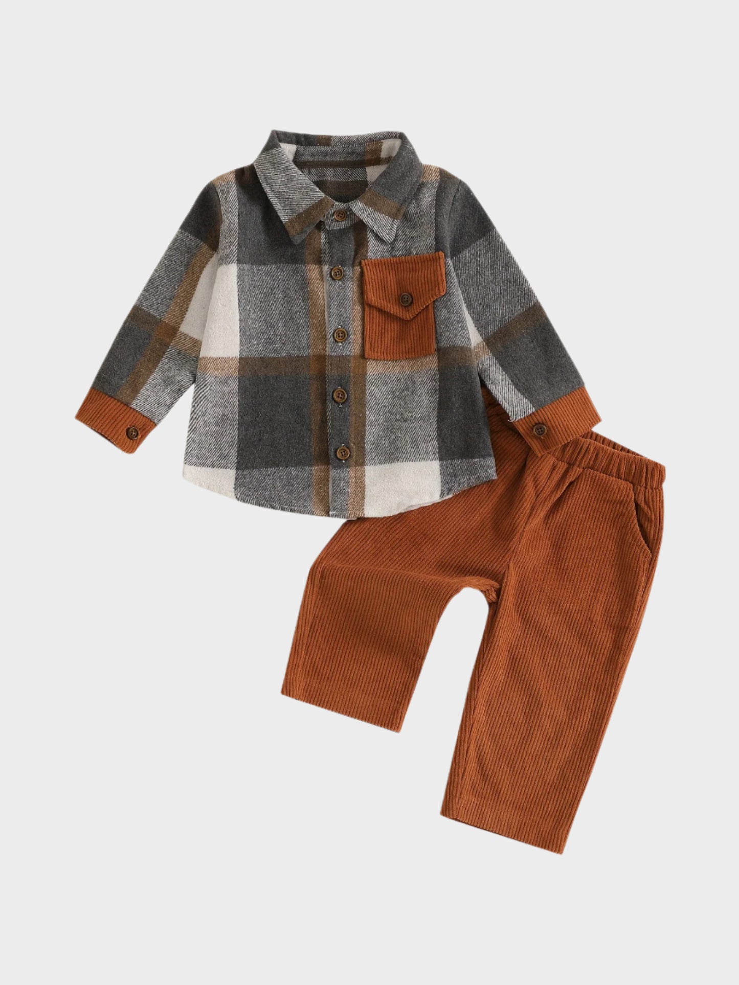 2 Piece Classic Plaid Long Sleeve Suit