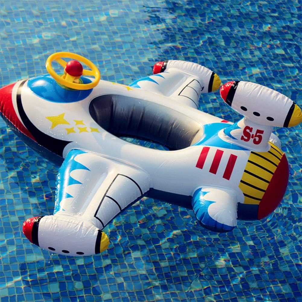 Baby Pool Float Swimming Float Boat with Steering Wheel Horn for Kids Toddlers Age 1-4 Boys Girls Inflatable Ride-Ons Summer Pool Swim Ring Beach Supplies