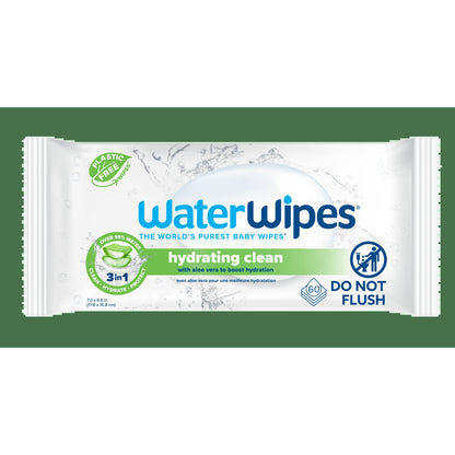 (4 Pack)  Hydrating Clean 99% Water Based Aloe Vera Baby Wipes, 2 Resealable Packs (120 Wipes)