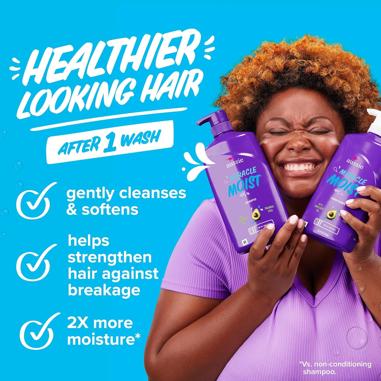 Miracle Moist Shampoo and Conditioner with 3 Minute Miracle Deep Conditioner, Avocado & Jojoba Oil, Paraben-Free, Moisturizes & Detangles, All Hair Types, Citrus Floral Scent, 3 Pack 68.4 Fl Oz