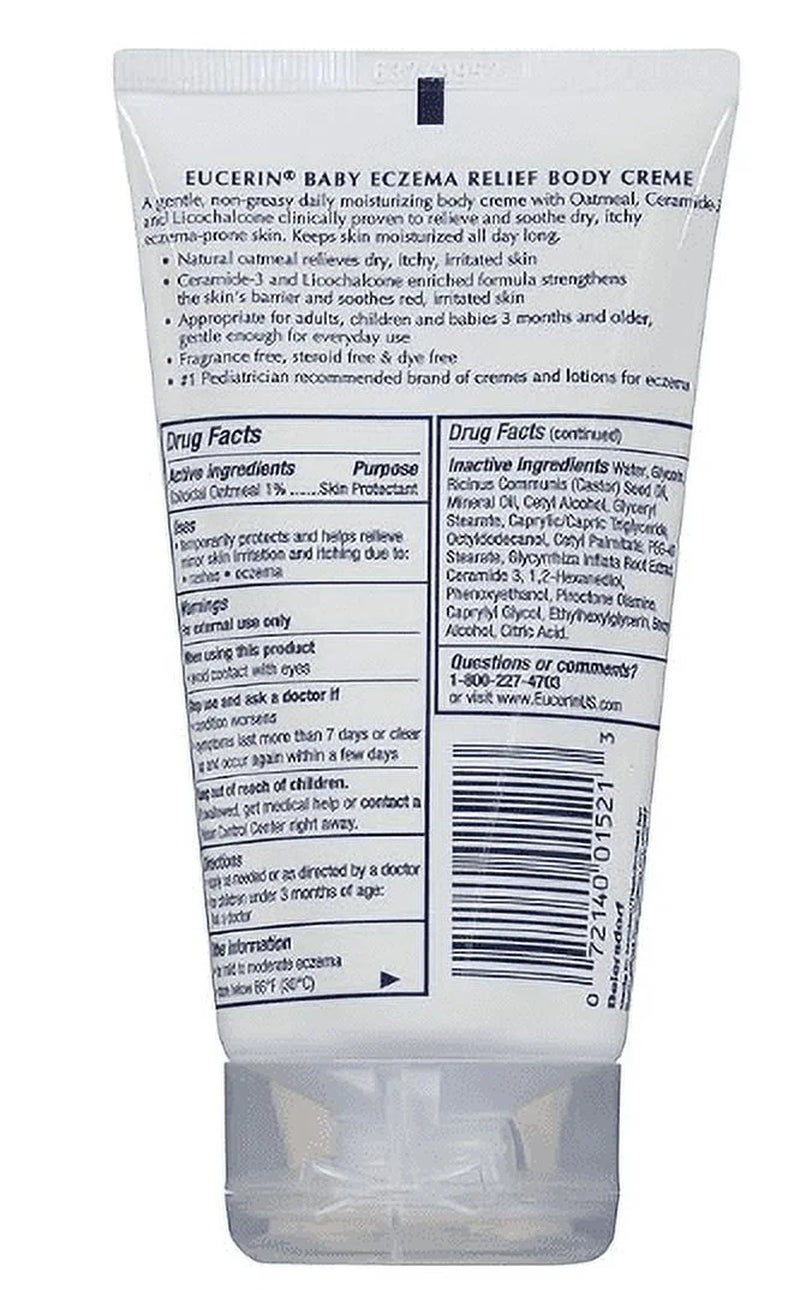 Baby Eczema Relief Body Cream - Steroid & Fragrance Free for 3+ Months of Age - 5 Oz. Tube (Pack of 2)