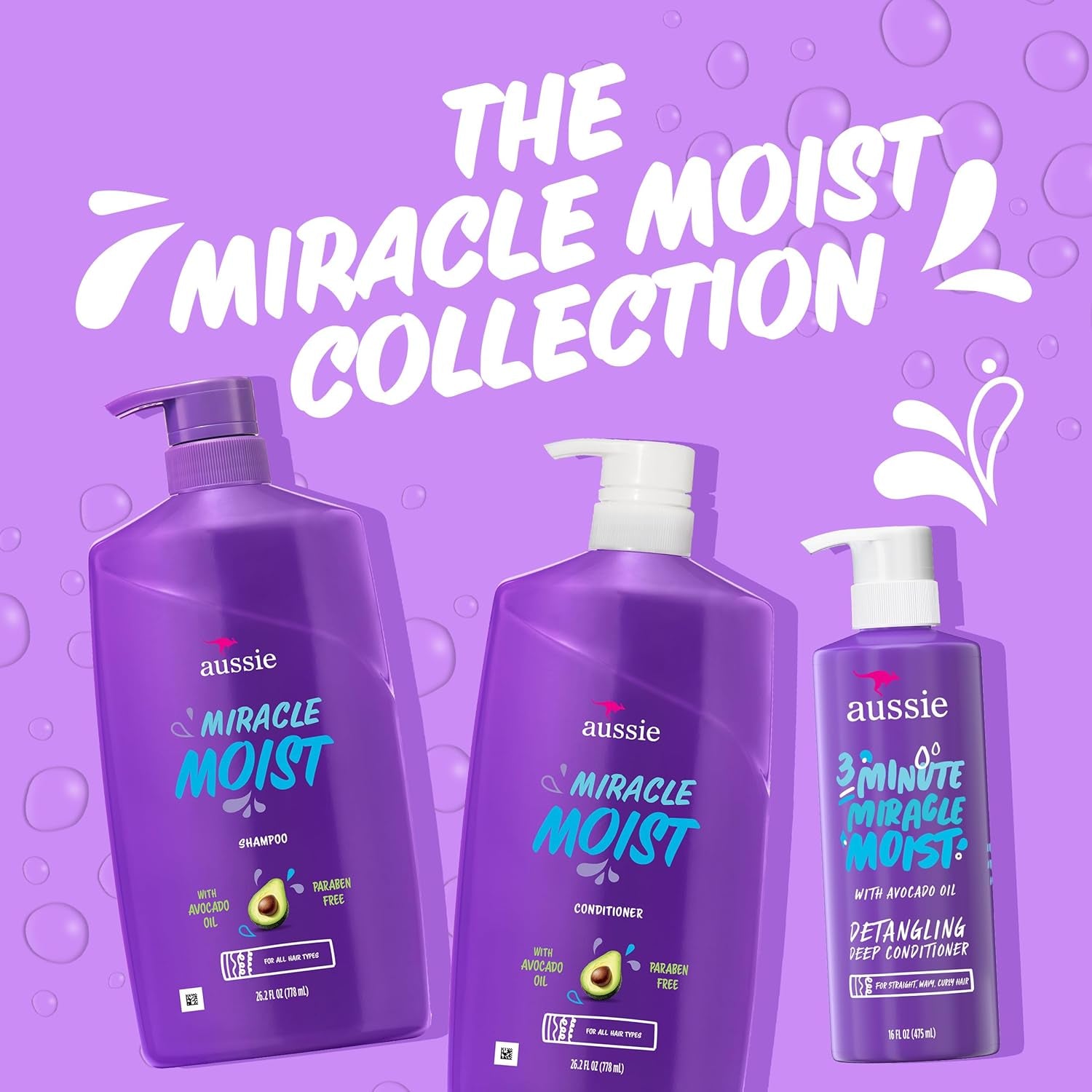 Miracle Moist Shampoo and Conditioner with 3 Minute Miracle Deep Conditioner, Avocado & Jojoba Oil, Paraben-Free, Moisturizes & Detangles, All Hair Types, Citrus Floral Scent, 3 Pack 68.4 Fl Oz
