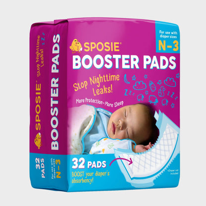 Booster Pads, Stop Overnight Diaper Leaks, Fits Sizes Newborn 1 2 3, No Adhesive, 32 Ct.