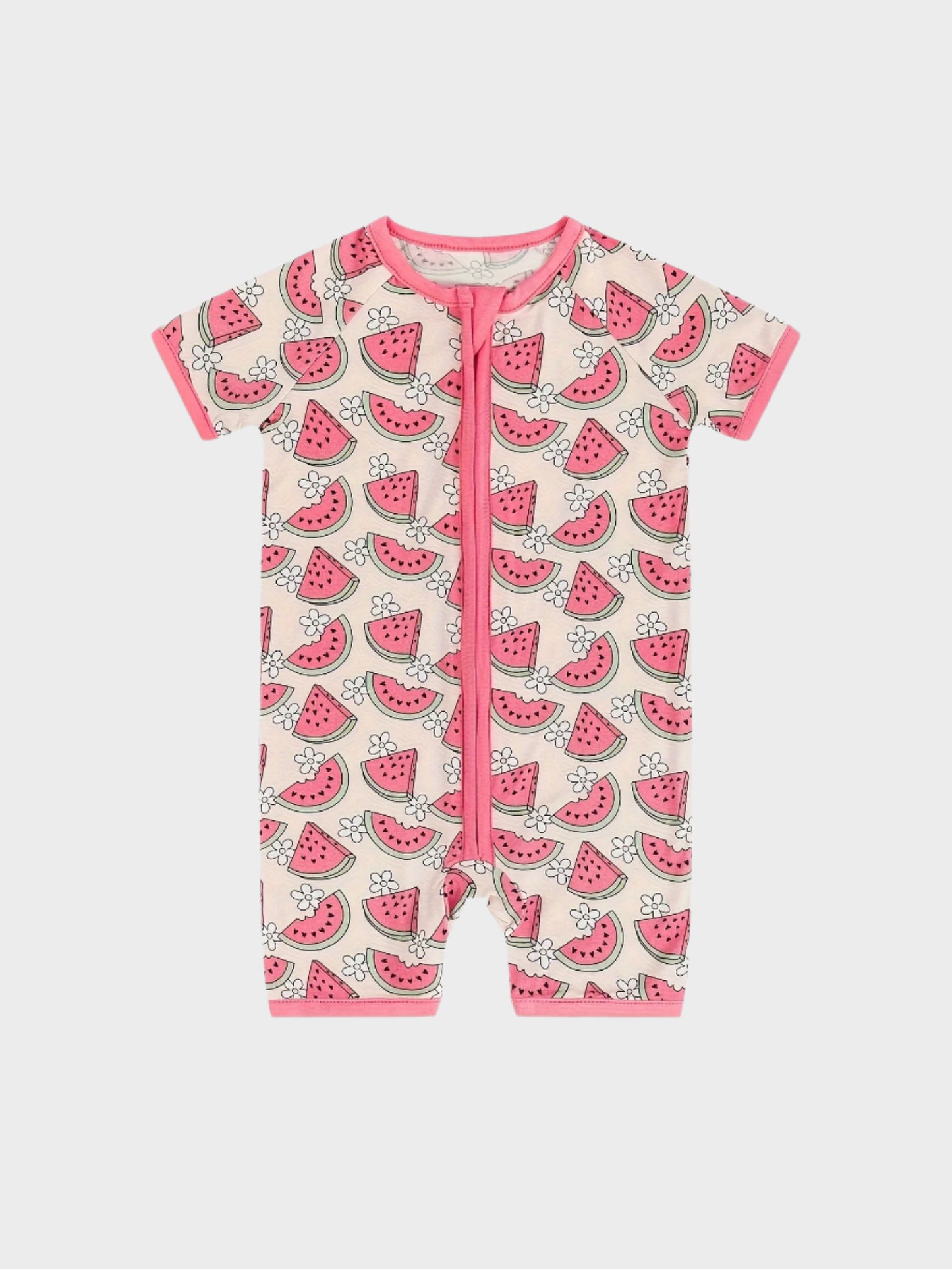 Combinaison pastèque à manches courtes et fermeture éclair