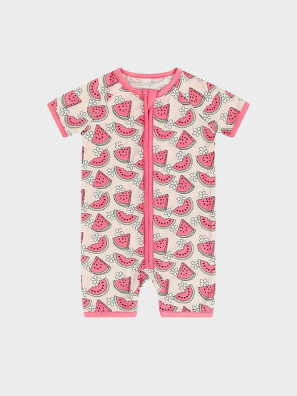 Combinaison pastèque à manches courtes et fermeture éclair