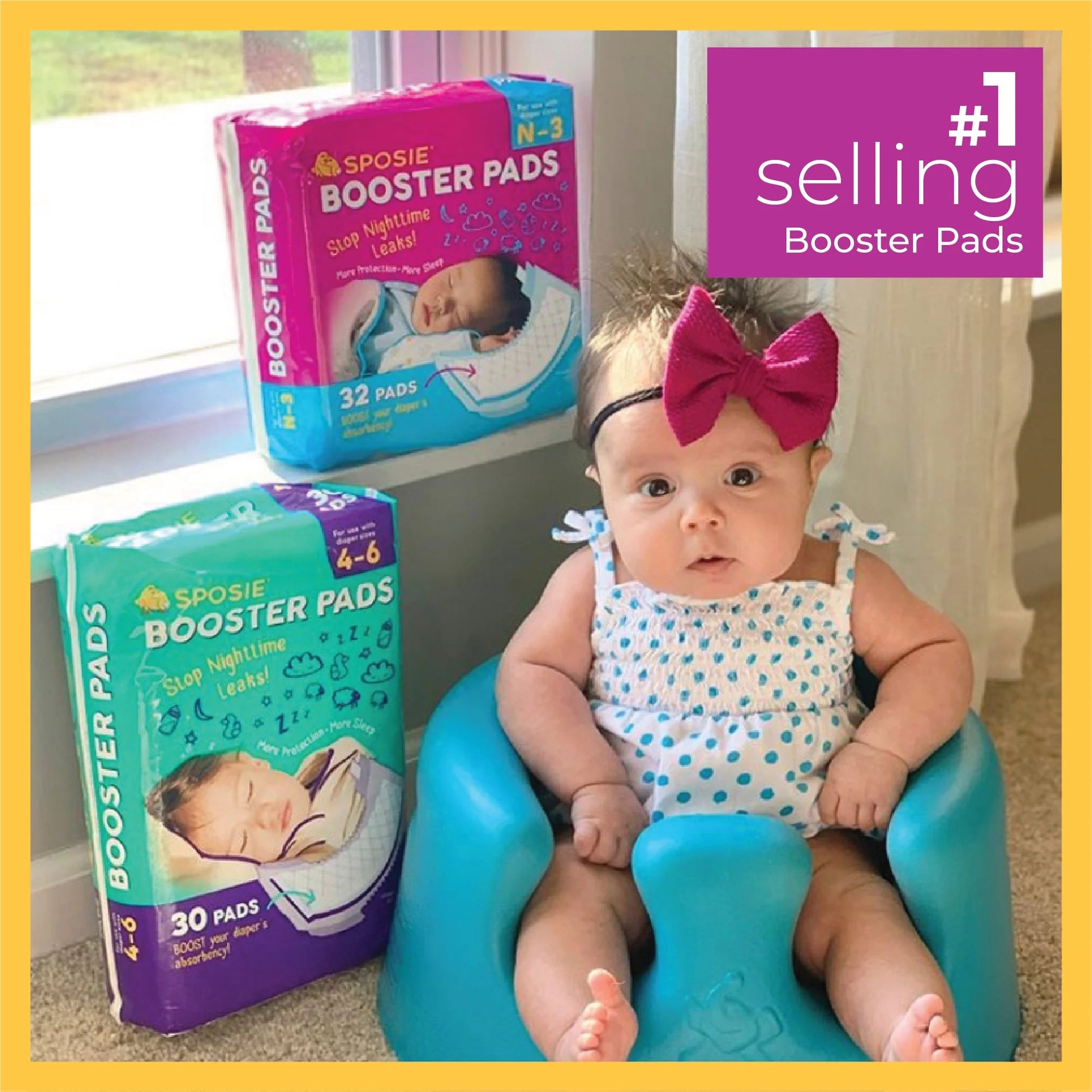 Booster Pads, Stop Overnight Diaper Leaks, Fits Sizes Newborn 1 2 3, No Adhesive, 32 Ct.